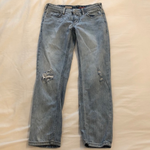 Anthropologie Pilcro Slim Boyfriend distressed light wash jeans. Size 24 Petite. - Picture 2 of 14